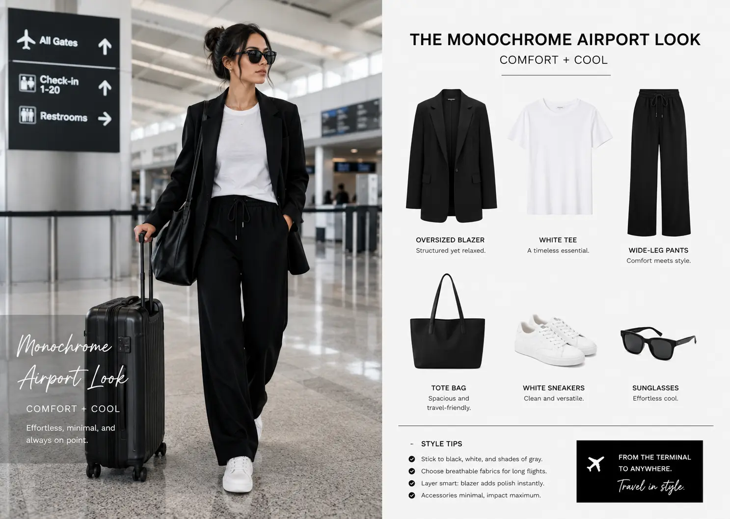 The Monochrome Airport Look (Comfort + Cool)
