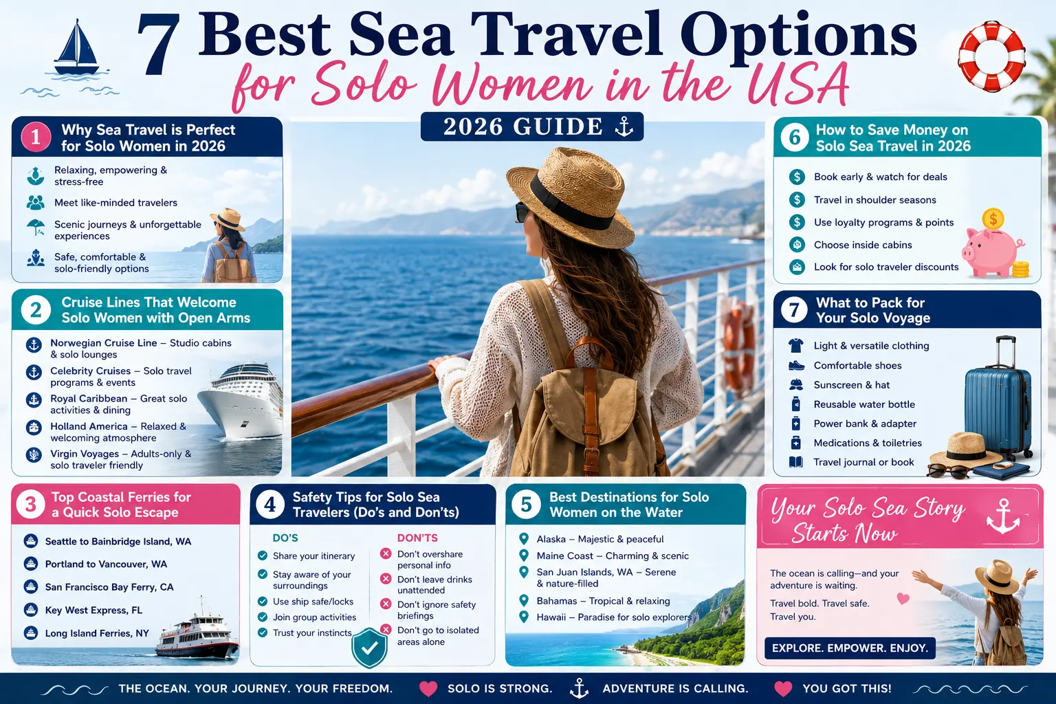 7 Best Sea Travel Options for Solo Women in the USA (2026 Guide)