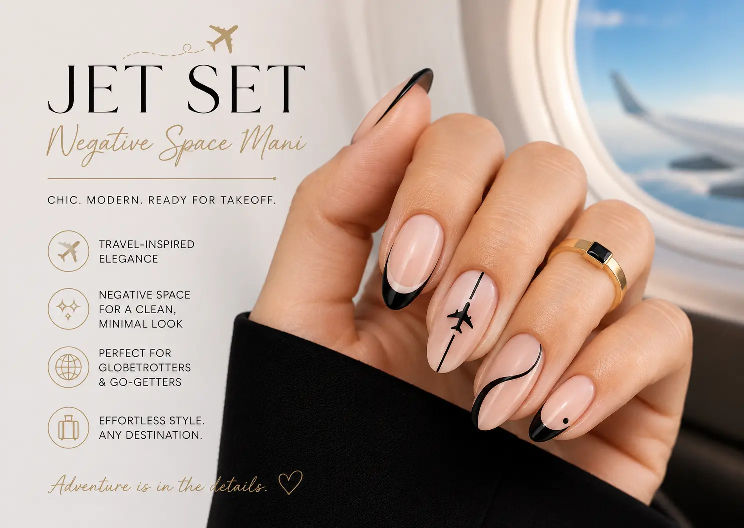 Jet Set nail art " Negative Space Mani