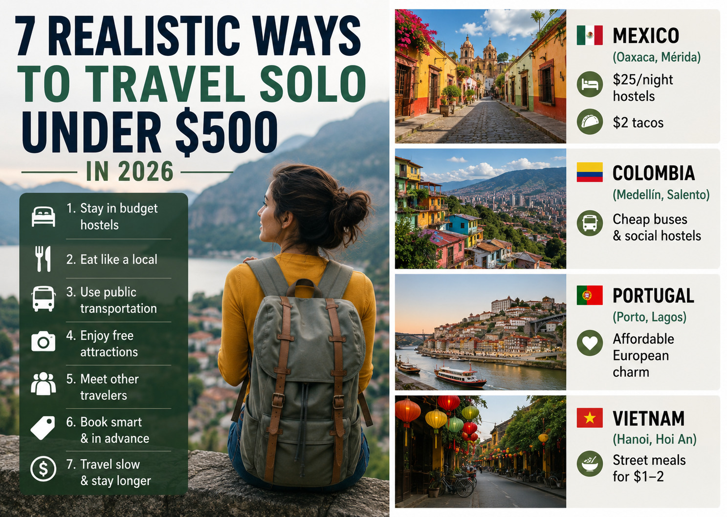  Dreaming of adventure but on a tight budget? Learn how to travel solo under $500 in 2026 with these 7 smart, safe, and money-saving tips.