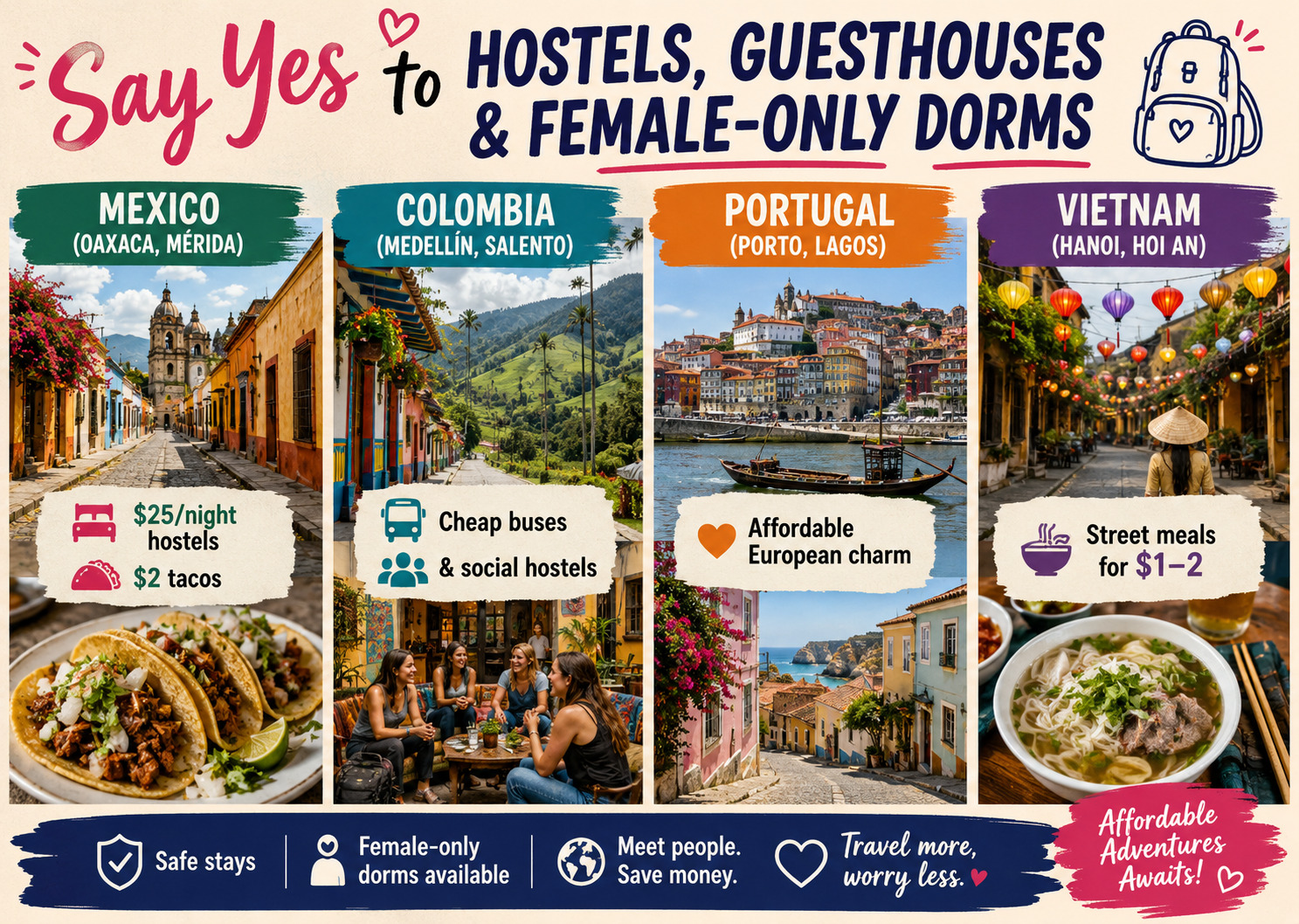 Say Yes to Hostels, Guesthouses & Female-Only Dorms