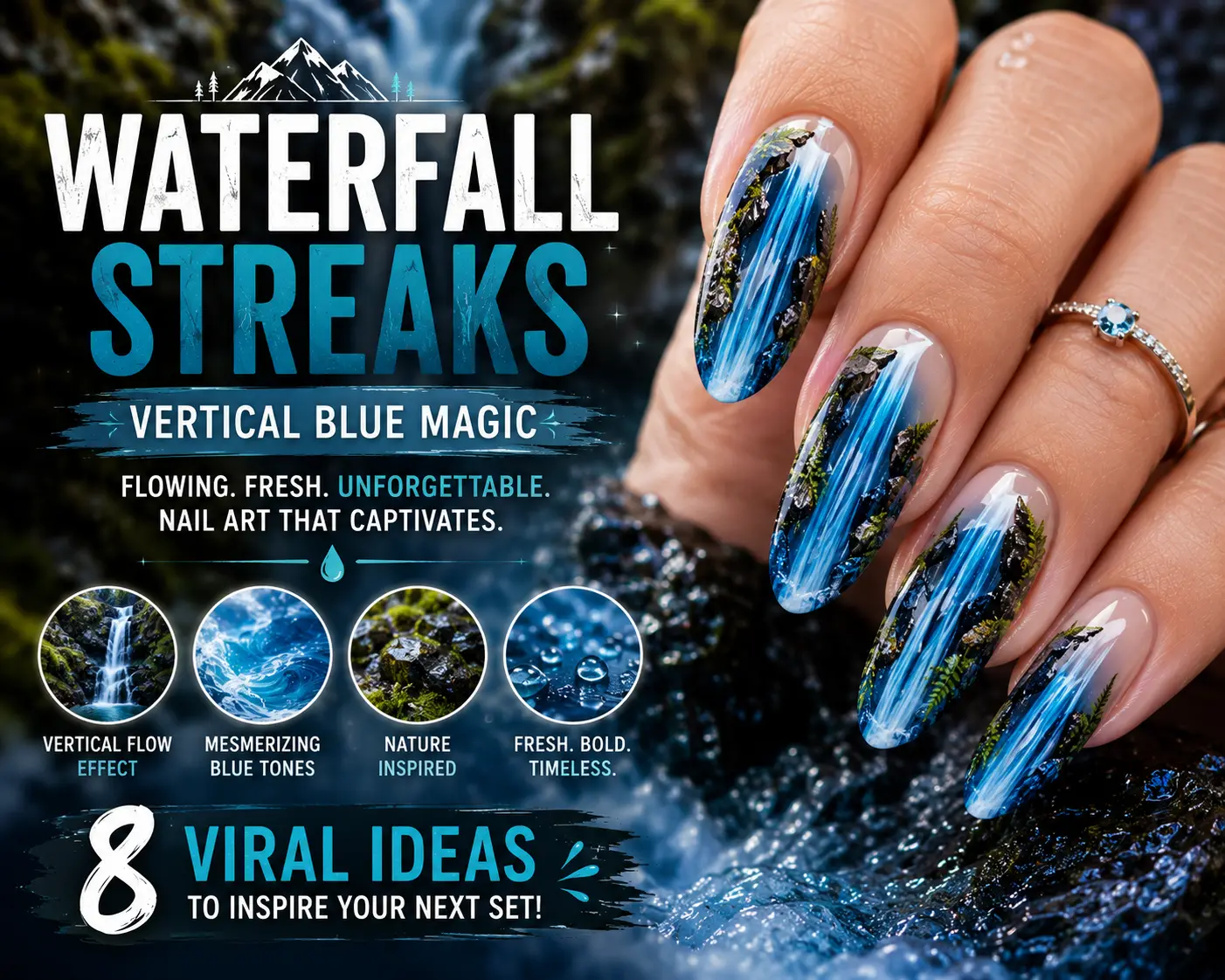 Waterfall Streaks: Vertical Blue Magic