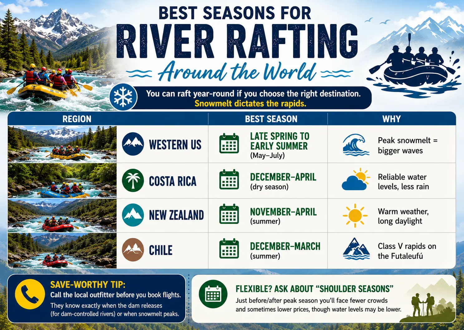 Best Seasons for River Rafting Around the World