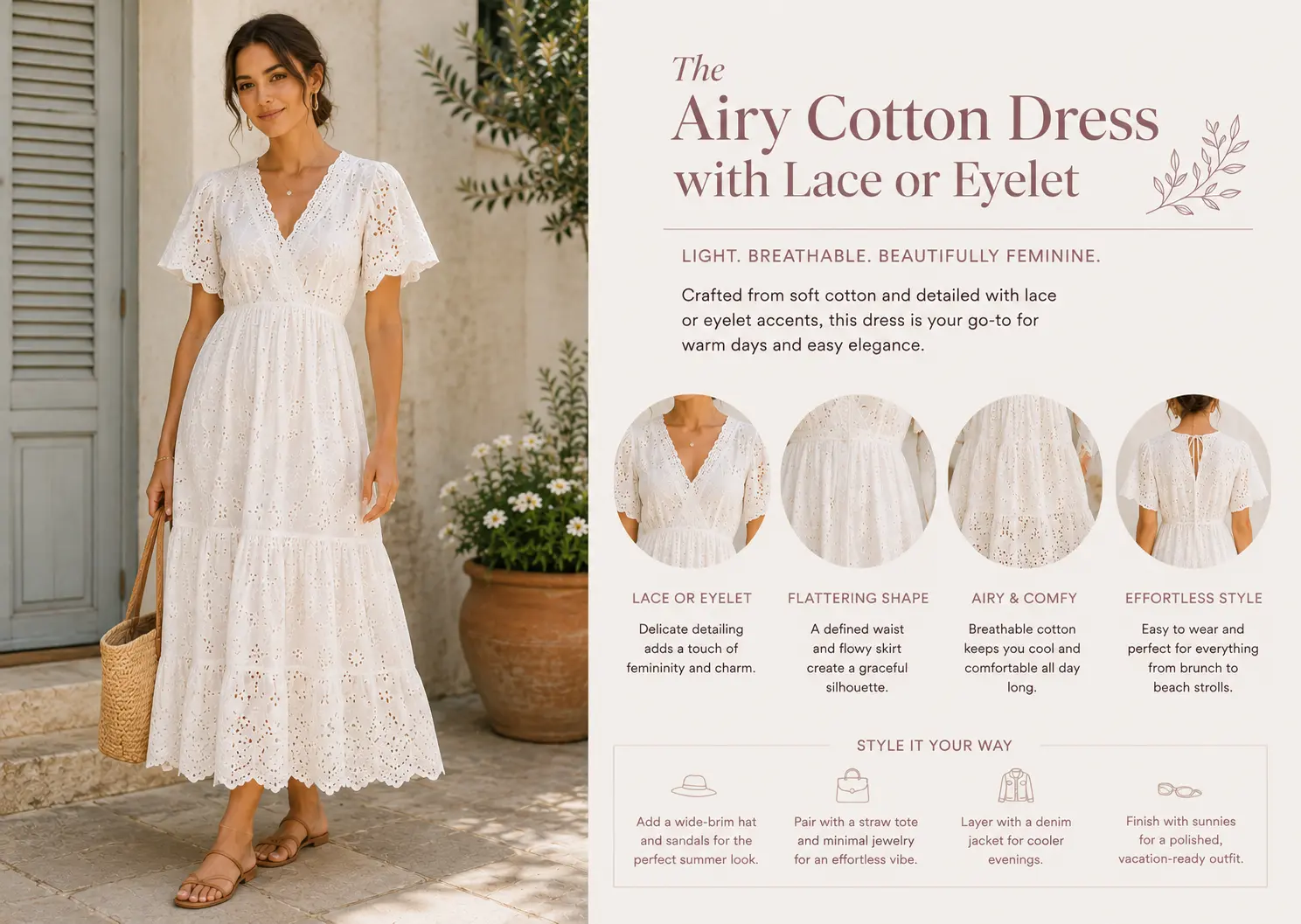 The Airy Cotton Dress with Lace or Eyelet