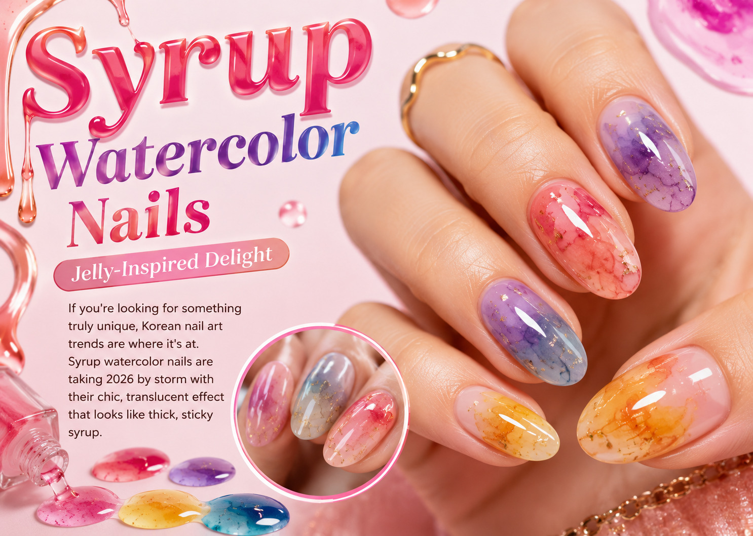  Syrup Watercolor Nails: Jelly-Inspired Delight