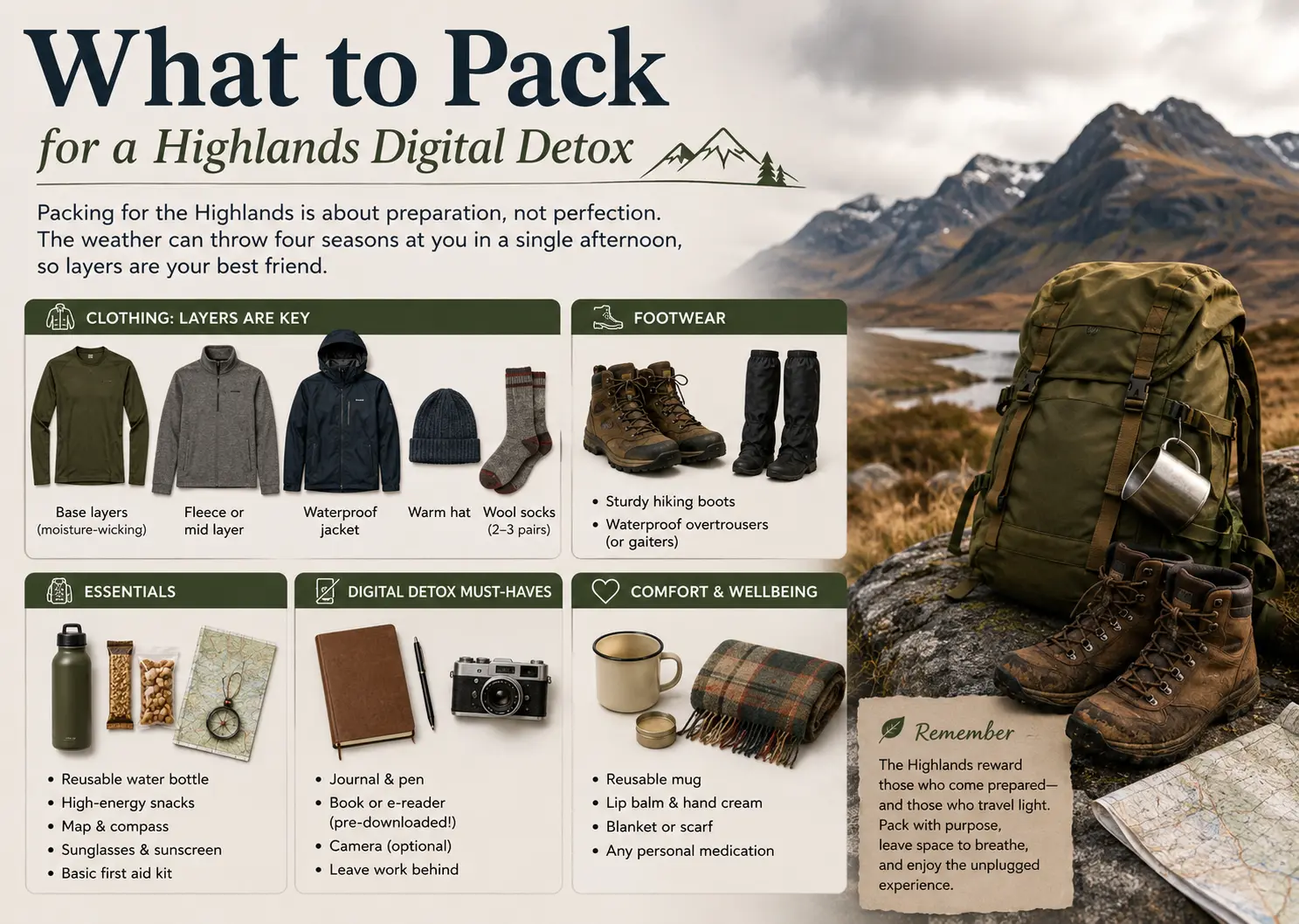 What to Pack for a Highlands Digital Detox
