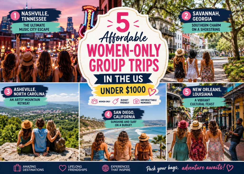 5 Affordable Women-Only Group Trips in the US Under $1000
