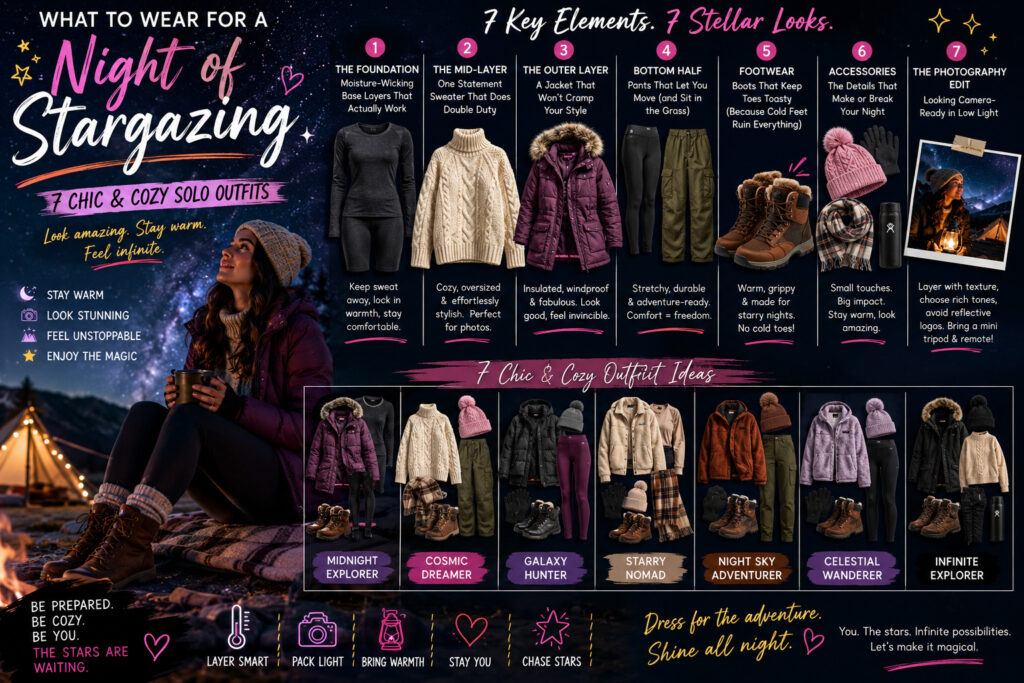 What to Wear for a Night of Stargazing: 7 Chic & Cozy Solo Outfits