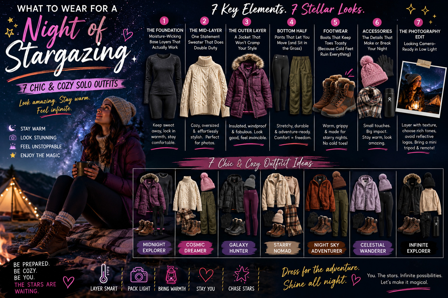 What to Wear for a Night of Stargazing: 7 Chic & Cozy Solo Outfits