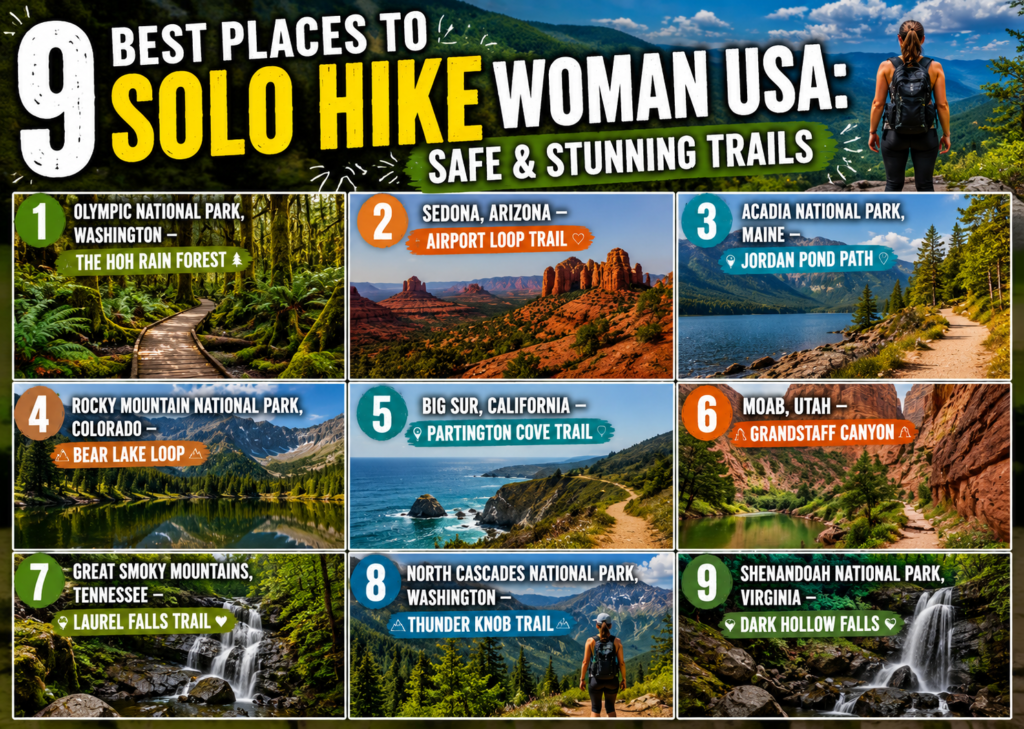 9 Best Places to Solo Hike Woman USA: Safe & Stunning Trails