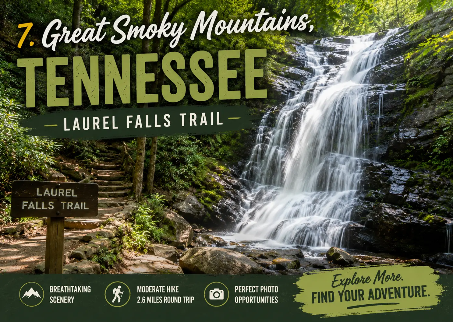  Great Smoky Mountains, Tennessee – Laurel Falls Trail