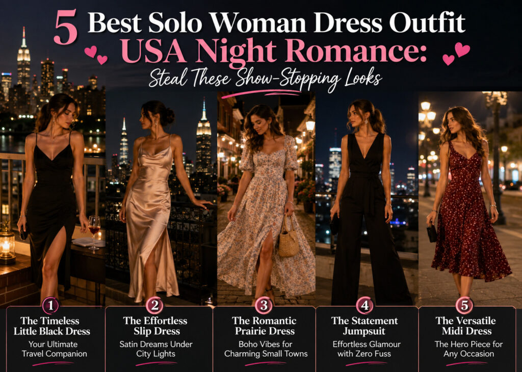 5 Best Solo Woman Dress Outfit USA Night Romance: Steal These Show-Stopping Looks